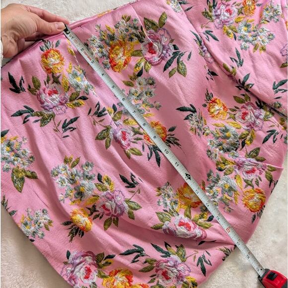 BEC & BRIDGE Pink Peony Party Jacquard Puff Shoulder Mini Dress, size 4 - Picture 9 of 10